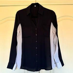 Express black and white sheer portofino button up